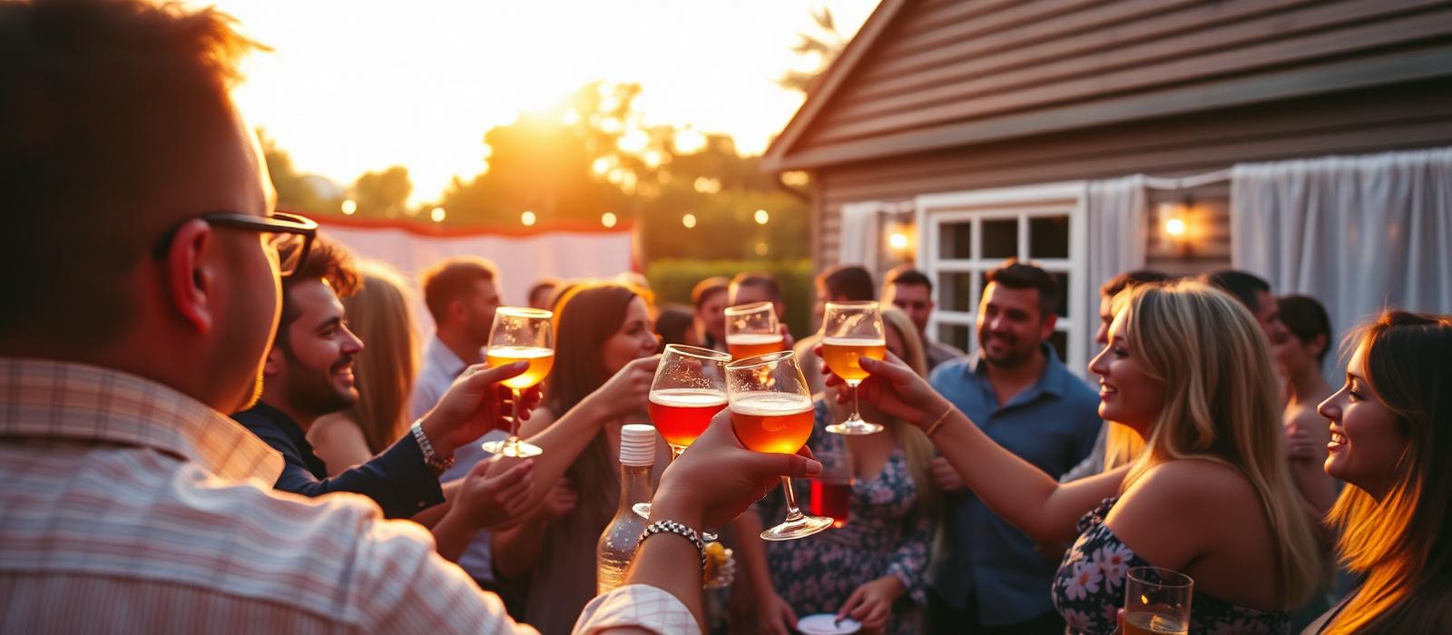 Guests toasting cocktails at a Pressed To Pour event