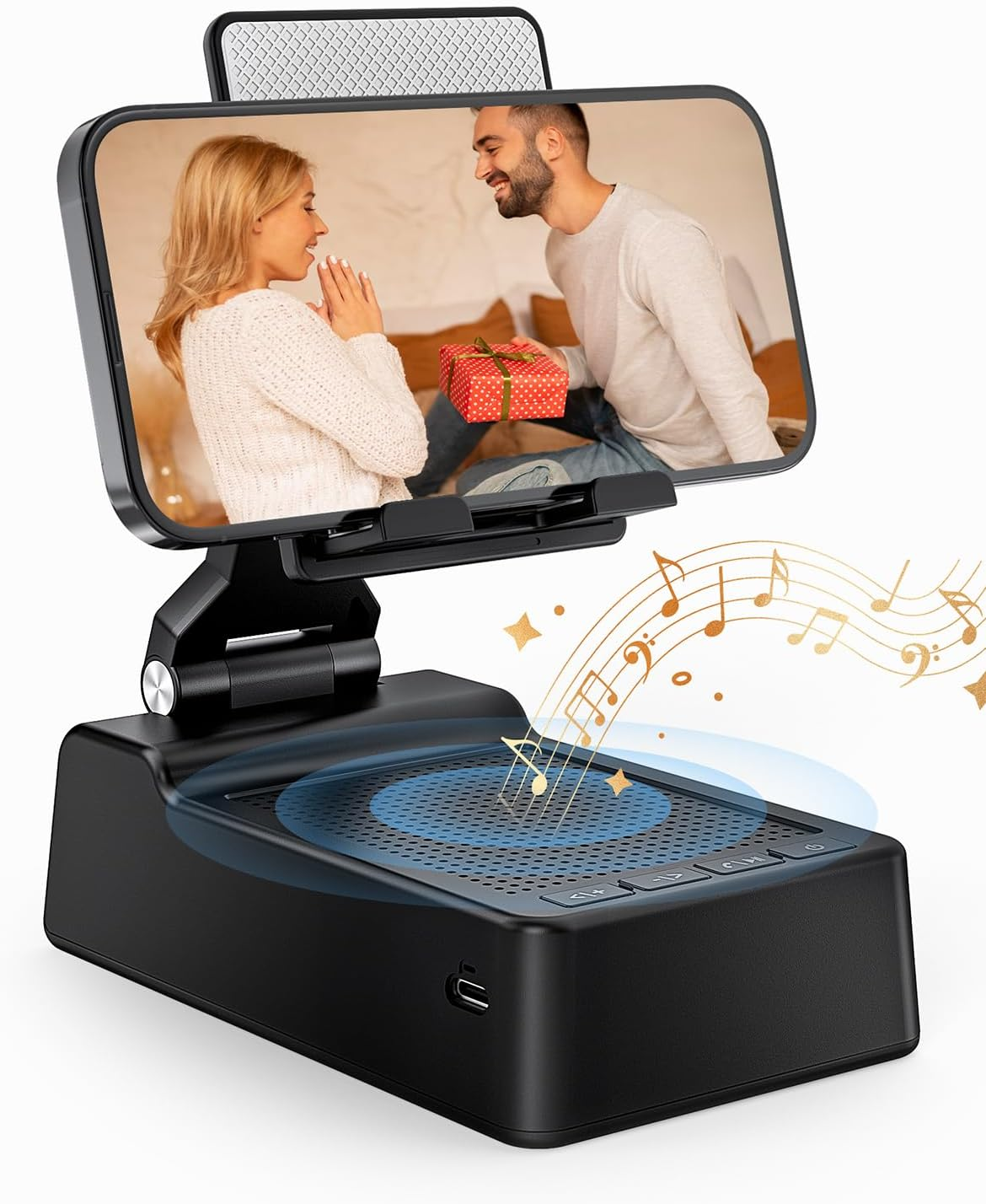 Phone Stand with Bluetooth Speaker, HD Surround Sound Speaker, Compatible with all iPhone/Android phones iPad Kindle